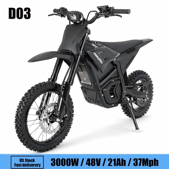 CEMOTO D03 3000W Peak Mid Motor Off-Road E Mountain Bike for Adults & Teens, 40+ MPH Top Speed,48V21AH Battery 46+ Miles Range 14"/12" Tires,Dual Suspension & Hydraulic Brakes Fit Age 13+