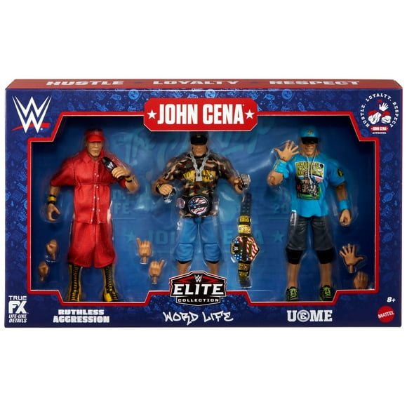 WWE Elite Collection John Cena 3-Pack, Collectible Set of 6-inch Action Figures with Articulation