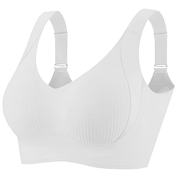 CENGNIAN Women's 1 Piece Seamless Sports Bras,Ladies Ribbed Push Up Everyday Underwear,Adjustable Strap Bralette For Women,White,Size XXXXXL