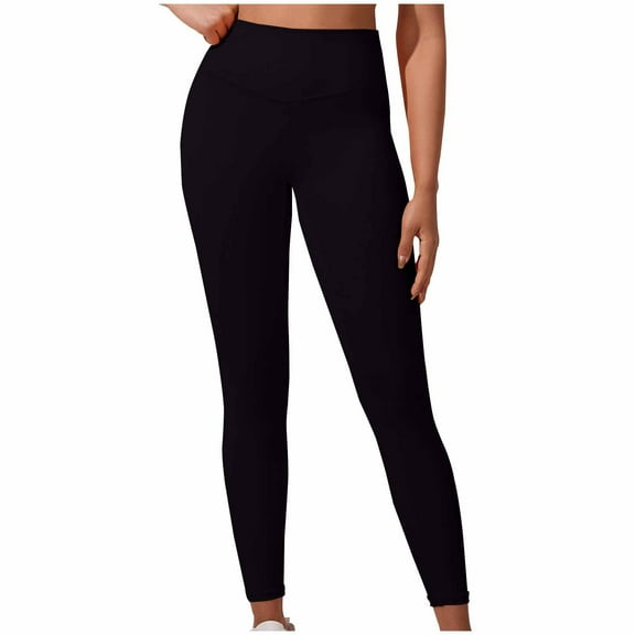 CENGNIAN No Boundaries Women's Butt Lifting Solid Color Yoga Pants,Womens High-Waisted Yoga Leggings with Tummy Control,Ladies Seamless Workout Tights,Black,Size M