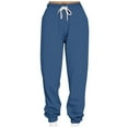 thumbnail image 1 of CENGNIAN No Boundaries Women's Drawstring Fleece Lined Sweatpants,Warm Leg Tied Pants For Women,Ladies Breathable Workout Joggers with Pockets,Navy,Size XXXL, 1 of 5