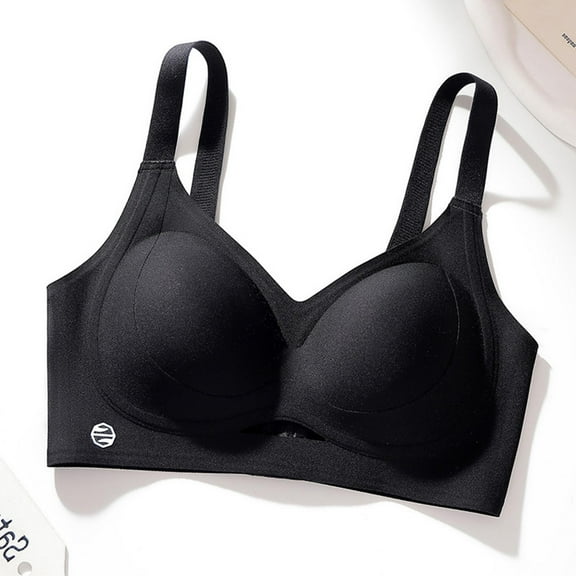 CENGNIAN No Boundaries Women's Light Padded Seamless Wireless Bras,Womens Breathable Workout Underwire,Full Coverage V-Neck Everyday Bralettes,Black,Size XL