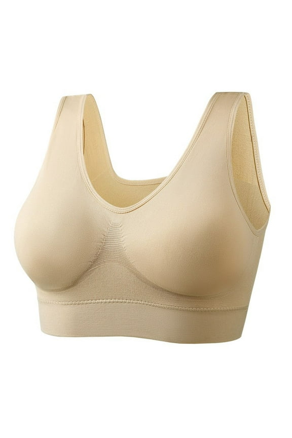 Women's Lightweight Pull Up Bras,Womens U Back Breathable Bralettes,Ladies Yoga Running Comfort Workout Underwear,Beige,Size XXL