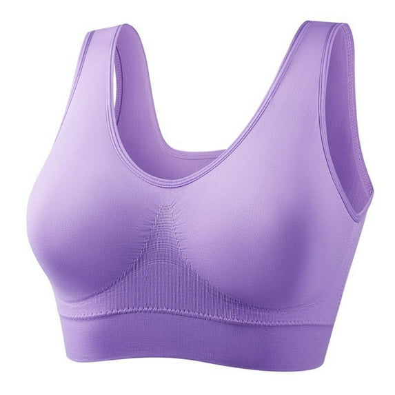 CENGNIAN No Boundaries Women's Lightweight Pull Up Bras,Womens U Back Breathable Bralettes,Ladies Yoga Running Comfort Workout Underwear,Purple,Size M