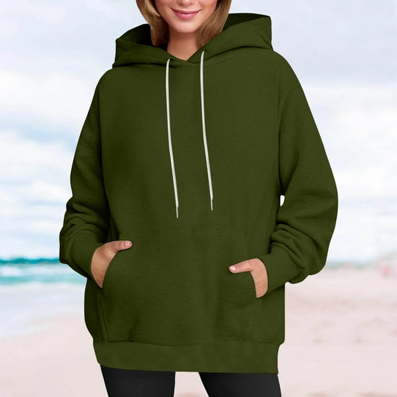 CENGNIAN No Boundaries Women's Oversized Drawstring Hoodie,Lightweight Windproof Pullover For Women,Ladies Athletic Workout Sweatshirt with Kangaroo Pocket,Green,Size S