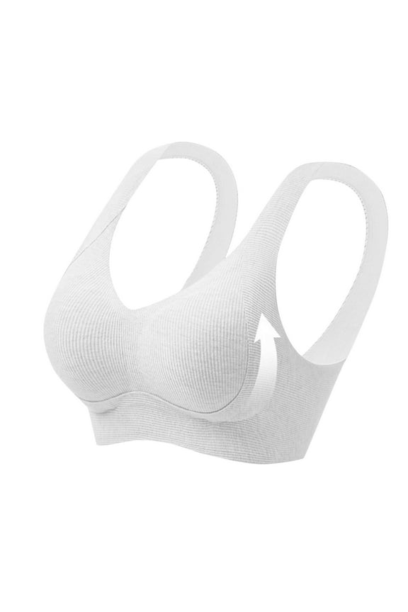Women's Push Up Wireless Sports Bras,Womens Seamless Anti Sagging Underwear,Full Coverage Supportive Fit Bras For Ladies,White,Size XXL