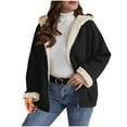 thumbnail image 1 of CENGNIAN Women's Winter Sherpa Lined Hooded Cardigans,Ladies Thick Zipper Up Jacket Shackets,Warm Flannel Oversized Sweatshirt Coats For Women,Black,Size XXL, 1 of 7