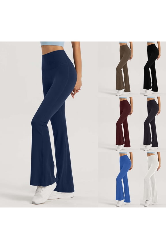 Fashion Casual Women Solid Color High Waist Loose Tight Waist Flared Yoga Full Length Pants