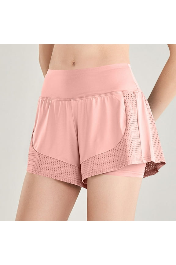 High Waisted Athletic Shorts for Women, Womens Plus Size Running Workout Shorts with Liner Yoga Pants Sports Pink,Size S