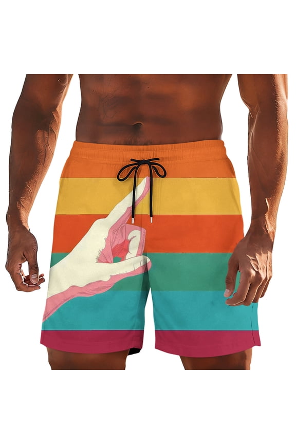 Men's Casual Summer Swim Trunks Bathing Suits Funny Prints Holiday Quick Dry Beach Short Board Shorts