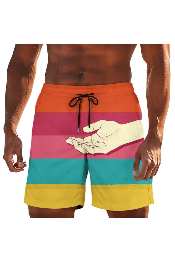 Men's Casual Summer Swim Trunks Holiday Bathing Suits Funny Prints Quick Dry Beach Short Board Shorts