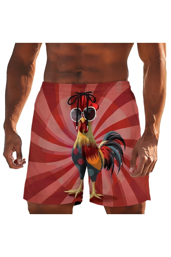 Men's Funny Prints Summer Swim Trunks Casual Bathing Suits Holiday Quick Dry Beach Short Board Shorts