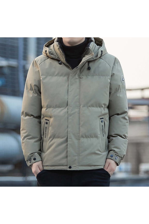 Men's Lightweight Casual Jacket with Hood Water Resistant Windproof Quilted Lined Winter Coats Insulated Jacket Long Sleeve Parkas