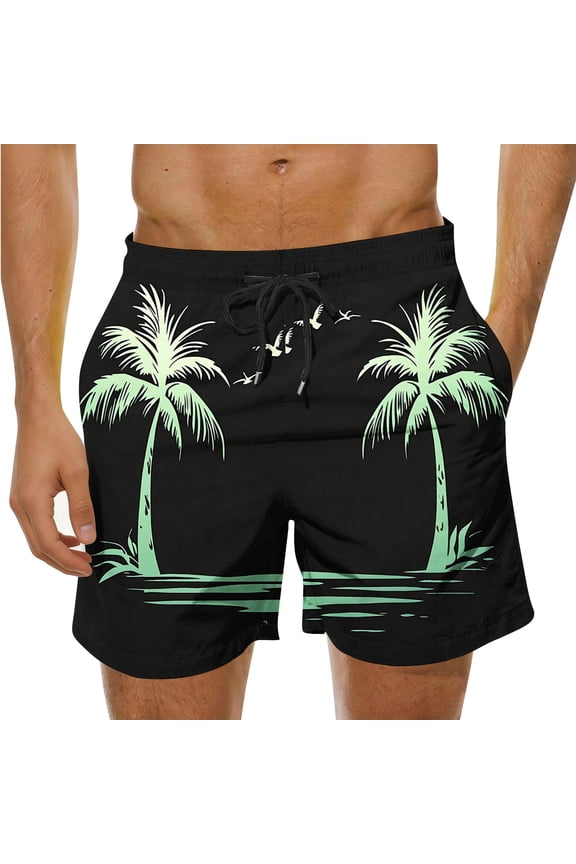 Men's Loose Basic Casual Print Hawaiian Drawstring Plus Size Swimming Shorts Beach Pants