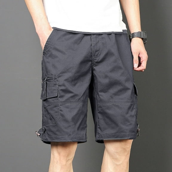 CENGNIAN Men's Multiple Pockets Outdoor Shorts Sports Pants Work Pants Big Size Gray**,Size M