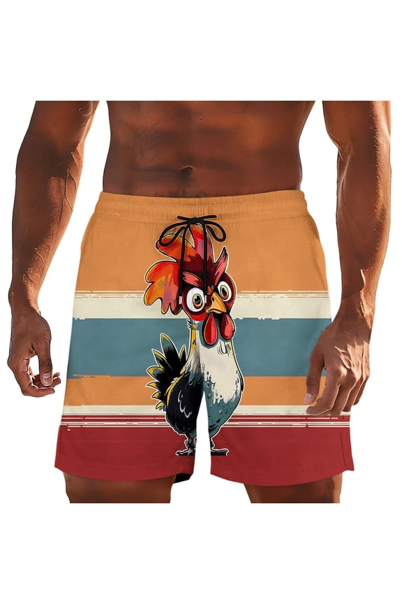 Men's Quick Dry Casual Summer Swim Trunks Holiday Bathing Suits Funny Prints Beach Short Board Shorts