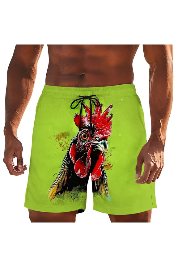 Men's Summer Cool Style Holiday Fashion Swim Trunks Funny Prints Casual Quick Dry Beach Short Bathing Suits