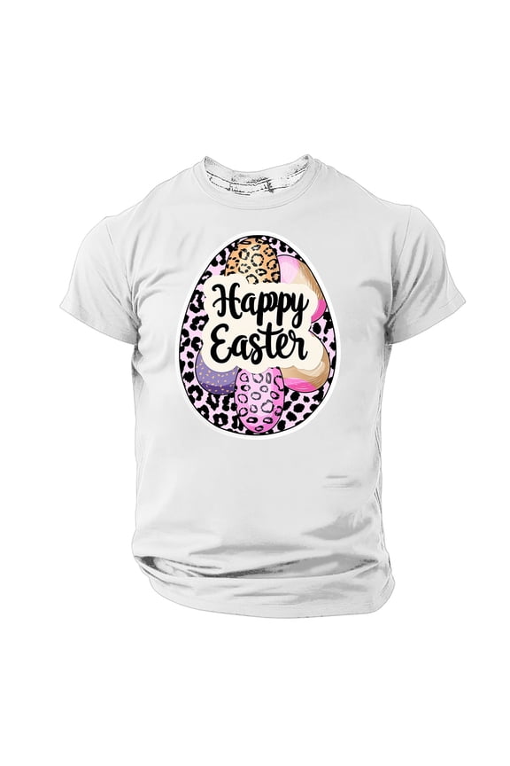 Men's Summer Easter Casual Short Sleeved Print Round Neck Top Breathable T-Shirt Short