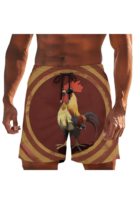 Men's Summer Holiday Quick Dry Swim Trunks Bathing Suits Funny Prints Casual Beach Short Board Shorts