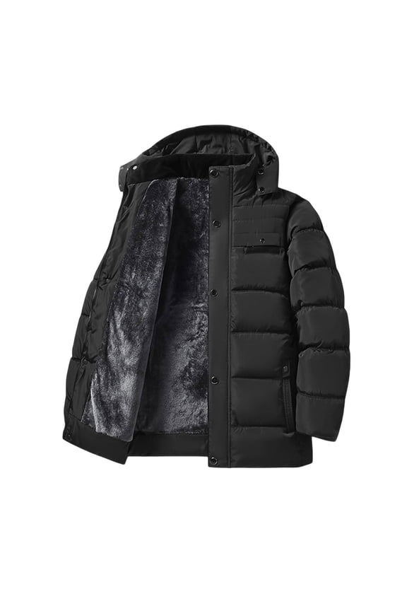 Men's Water Resistant Windproof Insulated Jacket Lightweight Puffer Jacket with Hood Quilted Lined Winter Coats Long Sleeve Parkas