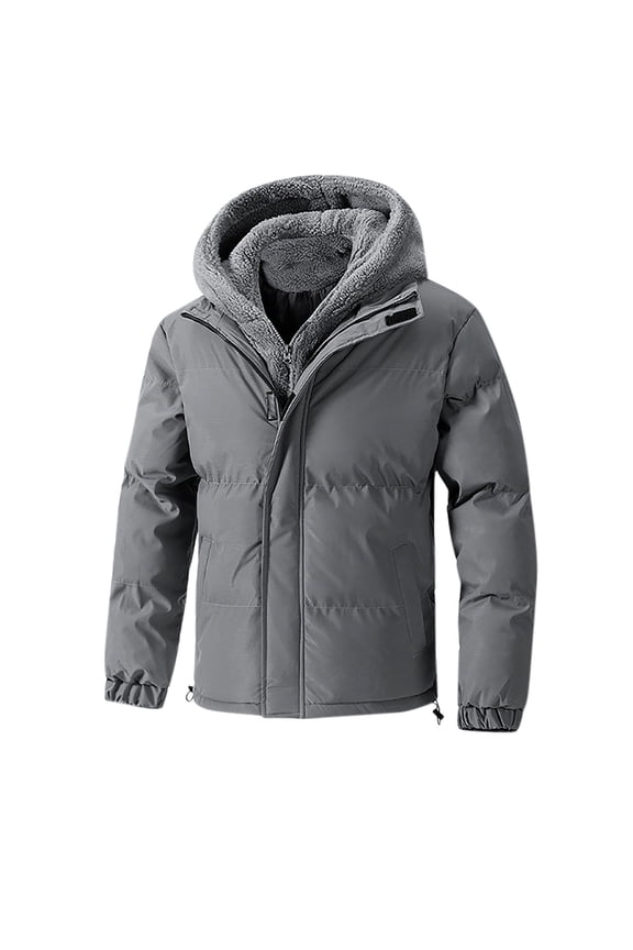 Men's Water Resistant Windproof Insulated Winter Jacket Lightweight Puffer Jacket with Hood Quilted Lined Coats Long Sleeve Parkas