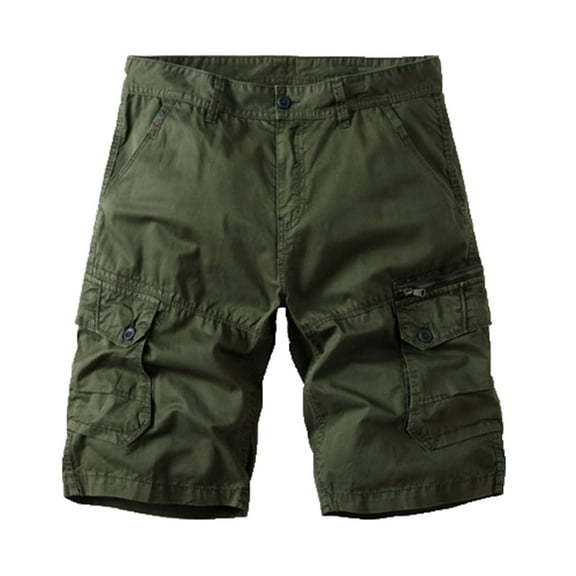 CENGNIAN Mens Cargo Shorts Casual Lightweight Elastic Waist with Multi Pockets Summer Outdoor Work Shorts Army Green**,Size M