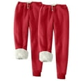 thumbnail image 1 of CENGNIAN No Boundaries 2 Pack Women's Solid Color Fleece Pockets Plus-Size Bandage Elastic Waist Wei Pants Casual Harun Leggings,Red,Size XXL, 1 of 5