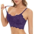 thumbnail image 1 of CENGNIAN Women's Breathable Lace Bralette,Womens Adjustable Strap V-Neck Camisole,Ladies Wirefree Padded Crop Top,Purple,Size L, 1 of 8