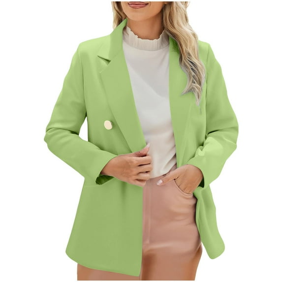 CENGNIAN No Boundaries Women's Business Lapel Blazer,Womens Long Sleeve Work Jacket,Casual Office Open-Front Coats For Ladies,Mint Green,Size XXXXL
