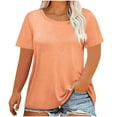 thumbnail image 1 of CENGNIAN No Boundaries Women's Plus Size Short Sleeve T-Shirt,Ladies Summer Loose Crewneck Basic Tee,Solid Casual Basic Tops For Women,Orange,Size L, 1 of 3
