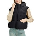 thumbnail image 1 of CENGNIAN No Boundaries Women's Sleeveless Winter Warm Outerwear,Womens Padded Vest Collection,Ladies Hooded/Zipped Pockets Styles Coats,Black,Size M, 1 of 9