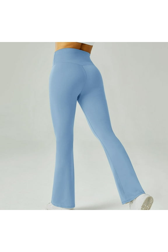 Plus Size Women's Stretchy Hippie Wide Leg High Waist Bell Bottom Flare Pants Blue,Size 2XL