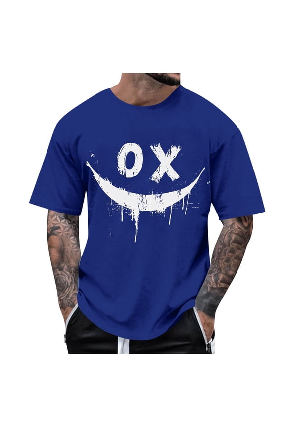 Summer Quirky Fashion Casual Men's Round Neck Printed T-Shirt Short Sleeved Shirt