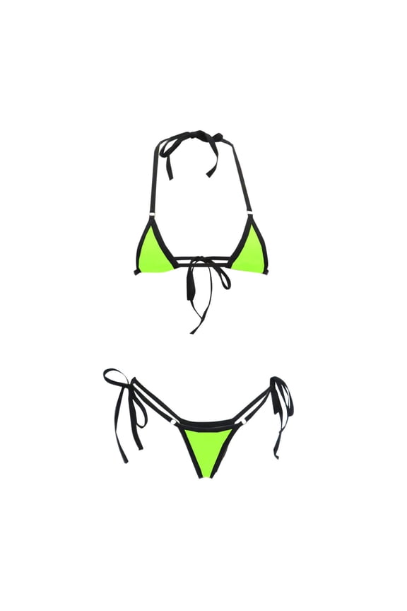 Women Mesh Bikini Three-Point Triangle Thongs Swimsuit Sexy Perspective Bra Underwear Set Split Bathing Suits