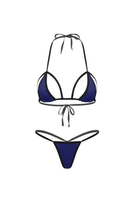 Women Three-Point Mesh Bikini Triangle Thongs Swimsuit Perspective Bra Underwear Set Split Bathing Suits