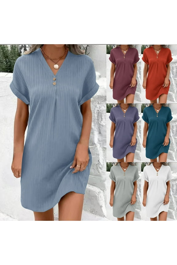 Women's Casual T Shirt Dress Short Sleeve Summer Dresses Spring Clothes Boho Beach Vacation Sun Dress Wine,Size L