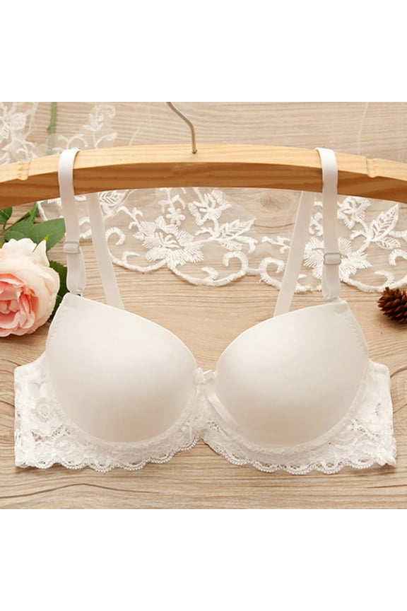 Women's Custom-Knit Microfiber Underwire Double Push-up Everyday Bra Yoga Bra White