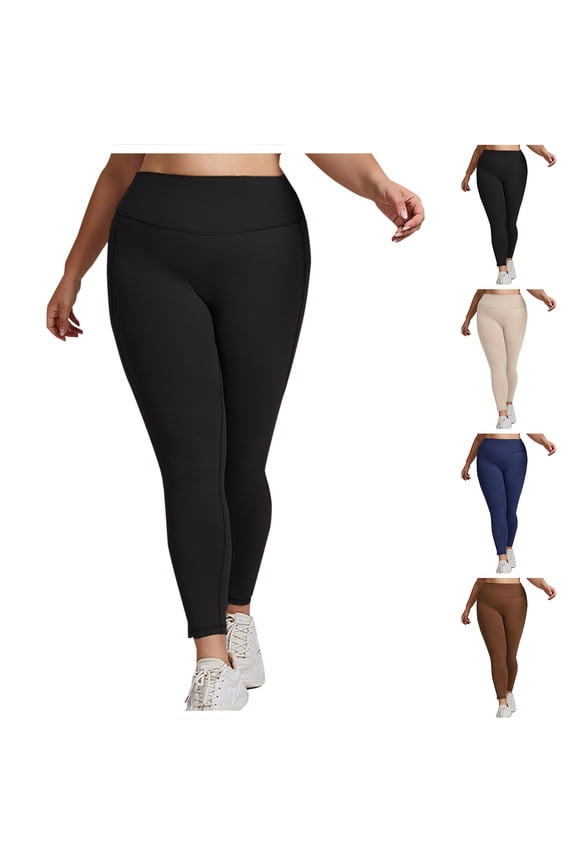 Women’s Fashion Plus Size Loose High Waist Solid Color Pocket Tight Yoga Pants Full Length Pants