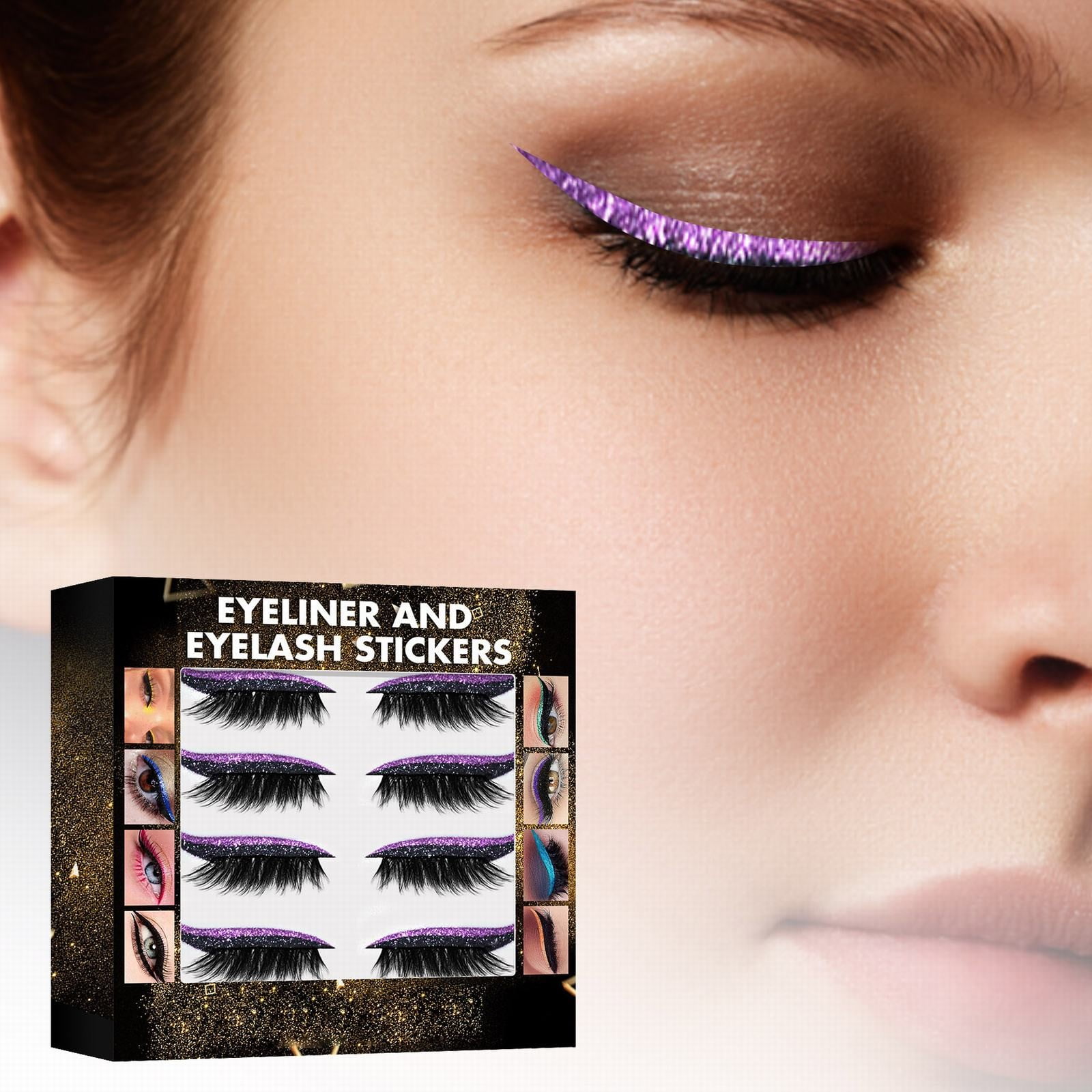 CENGZISHU Eyeliner And Eyelash Stickers 7 Color Glitter Powder Eyeliner
