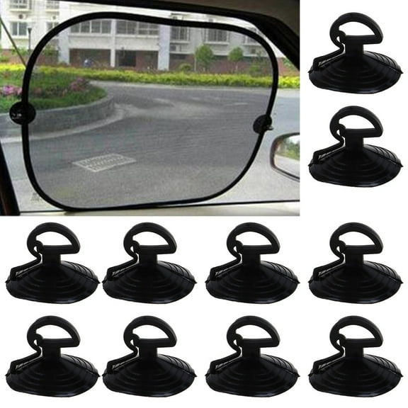 CENL 10Pcs Car Door Sun Shade Hook Clip Rivet Suction Dovetail Clear Cups Car Sunshade Hook Kit Suckers Pad Holder Strong Suckers