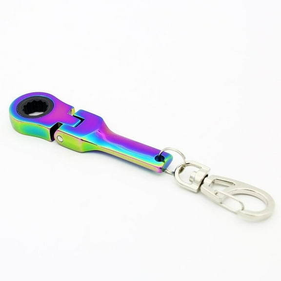 CENL 10mm Ratchet Wrench Mini Shaped Metal Racing Keychain Key Chain Ring Keyring