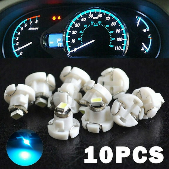 CENL 10pcs Ice Blue T4.2 Wedge 1SMD LED Car Instrument Dashboard Climate Bulb Low Power Consumption 12-14V DC