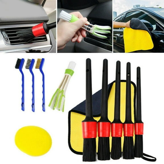 CENL 11Pcs Car Detailing Brush Kit Boar Hair Auto Interior Wheel Gap Cleaning Tool