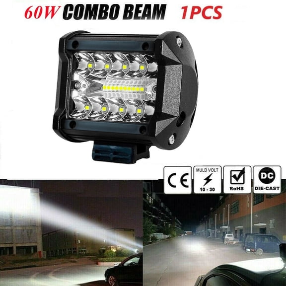CENL 12V 60W Waterproof LED Bar Offroad Spot Flood Combo- LED Light Bar Work Light For Truck Car SUV ATV- 4WD LED Headlights