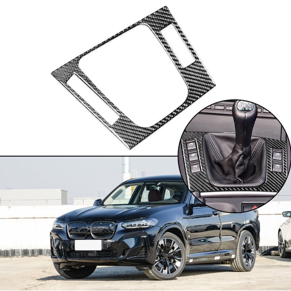 CENL 1pc Carbon Fiber Console Gear Shift Panel Cover Trim For BMW For M3 For E46 1998-2005 Black Replacement Installation