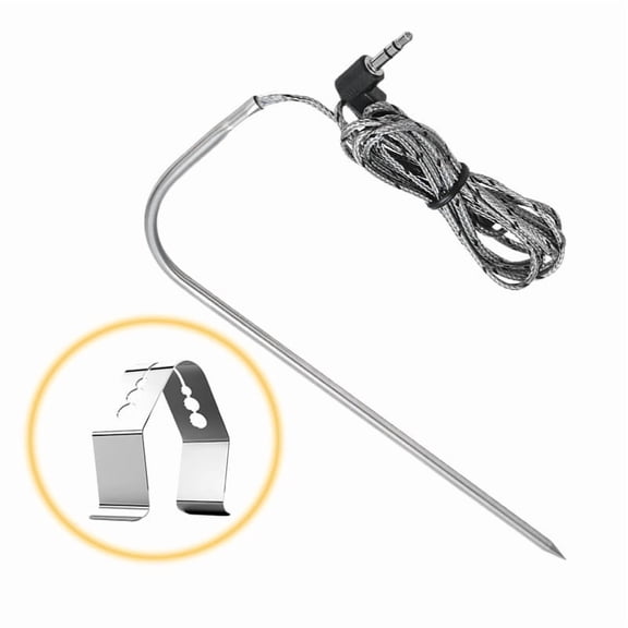 CENL 2 Pcs Meat Probes With Clips BBQ Grill Mtal For Traeger Grills Wood Pellet Oven Meat Probe PT1000 Kitchen,Dining Bar Accessories