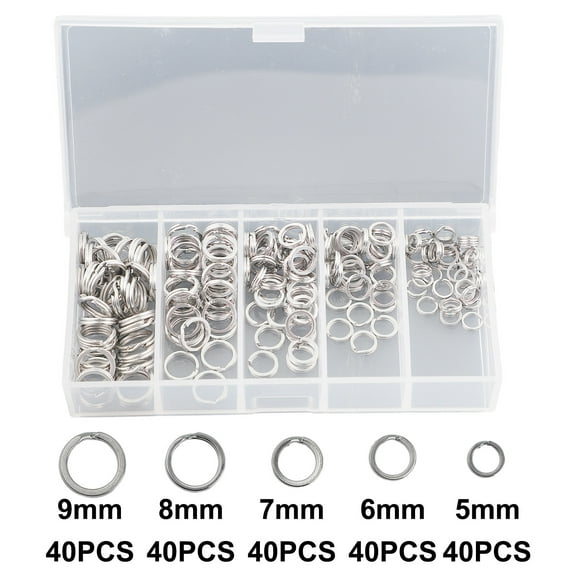 CENL 200x Fishing Split Rings Stainless Steel Fishing Split Ring Double Loop Connectors Tackle 5-Size Practical Replacement Accessory