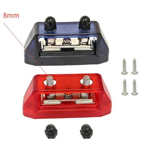 CENL 2PCS Dual Stud Bus Bar 12-48V Power Distribution Block Holder for Car Boat