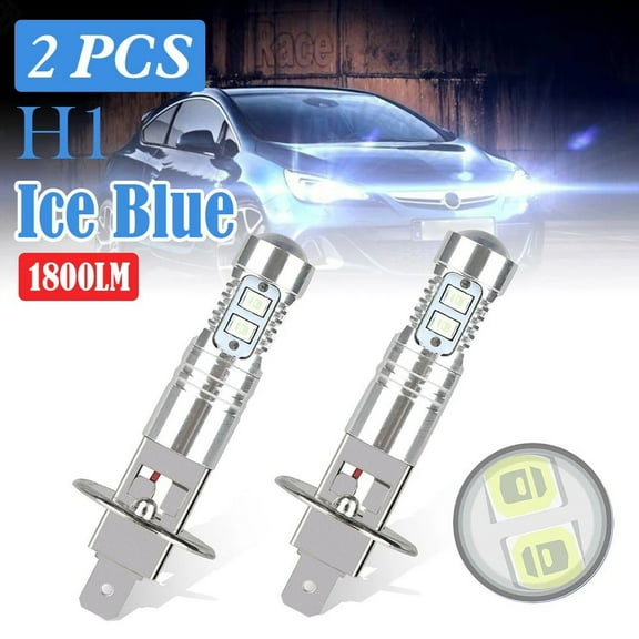 CENL 2pcs H1 LED Headlight Bulb 100W 12V-24V High/Low Beam Bulbs 8000K Ice Blue Fog Light Super Bright Auto Lamp