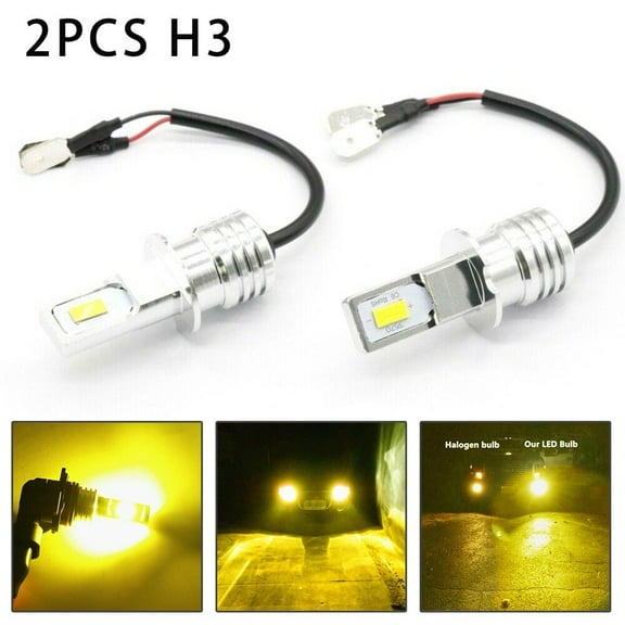 CENL 2pcs H3 80W CSP LED Super Bright 3000K 2000LM Yellow Fog Light Bulbs Conversion Kit Light Bulb Lighting & Lamps Car Accessories